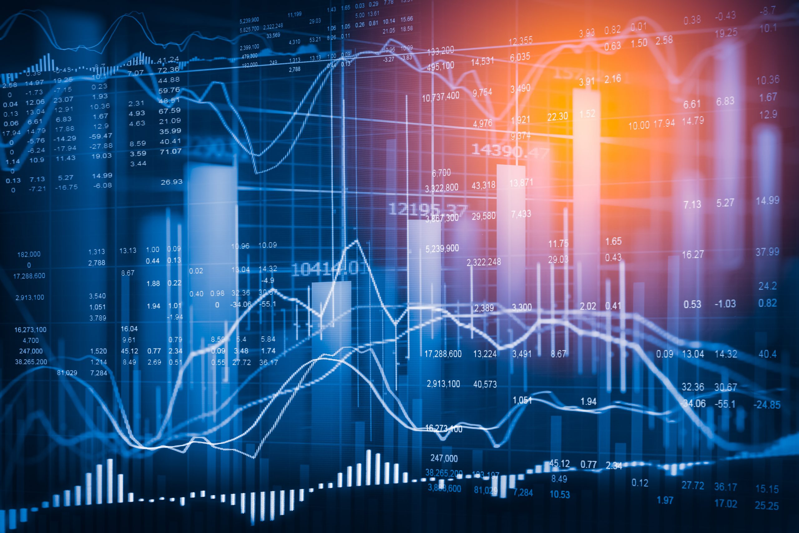 Stock market indicator and financial data view from LED. Double
